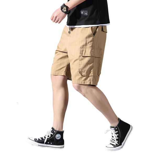 new 2021 harajuku cotton cargo man will see fashion at knee level streetwear hip hop pockets shorts 5xl corridors teym, White;black